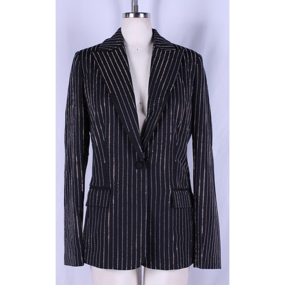Pinstripe Rhinestone Blazer - Picture 5 of 7